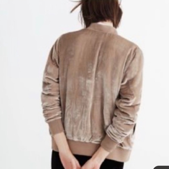 Women's Tan Velvet Bomber Jacket NWOT Size XXS - Picture 4 of 15